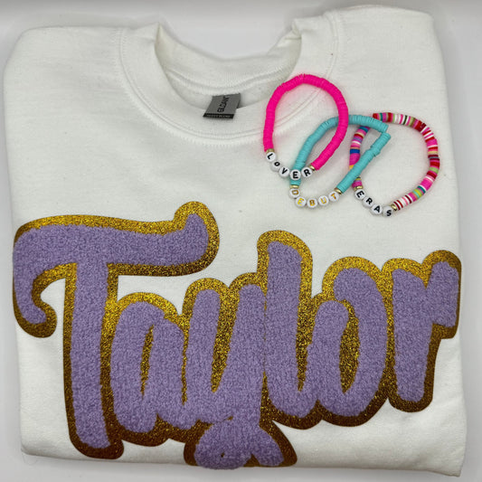 Taylor Chenille  Patch in a Youth & Women’s Crewneck