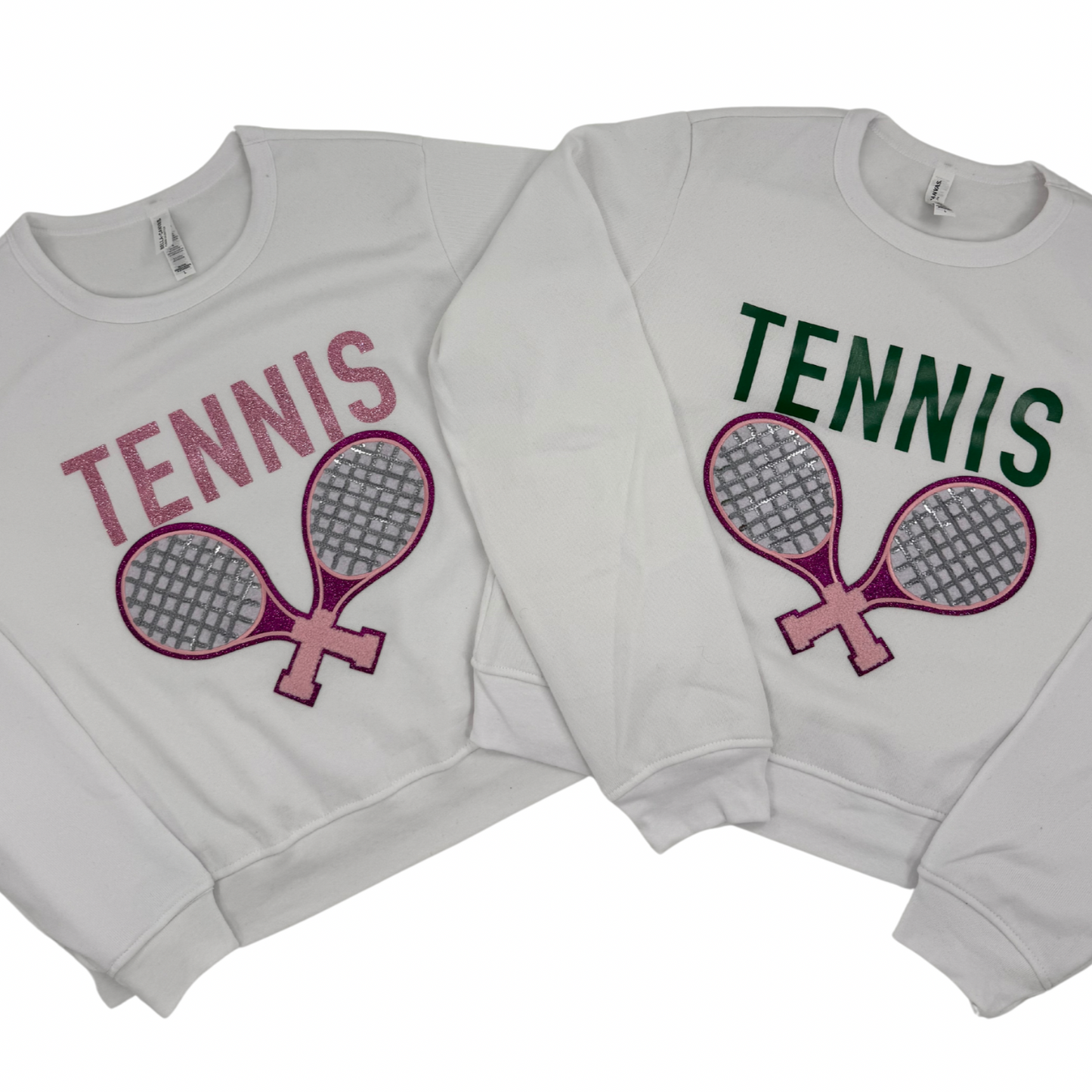 Preppy Tennis Chenille Patch in a Women's FITTED Crewneck