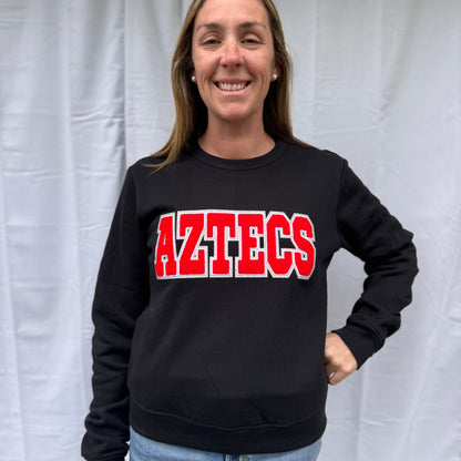 Aztecs Womens Chenille Patch Crewneck