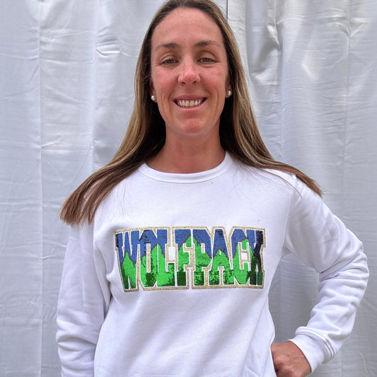 Glacier Wolfpack Sequin Patch Crewneck