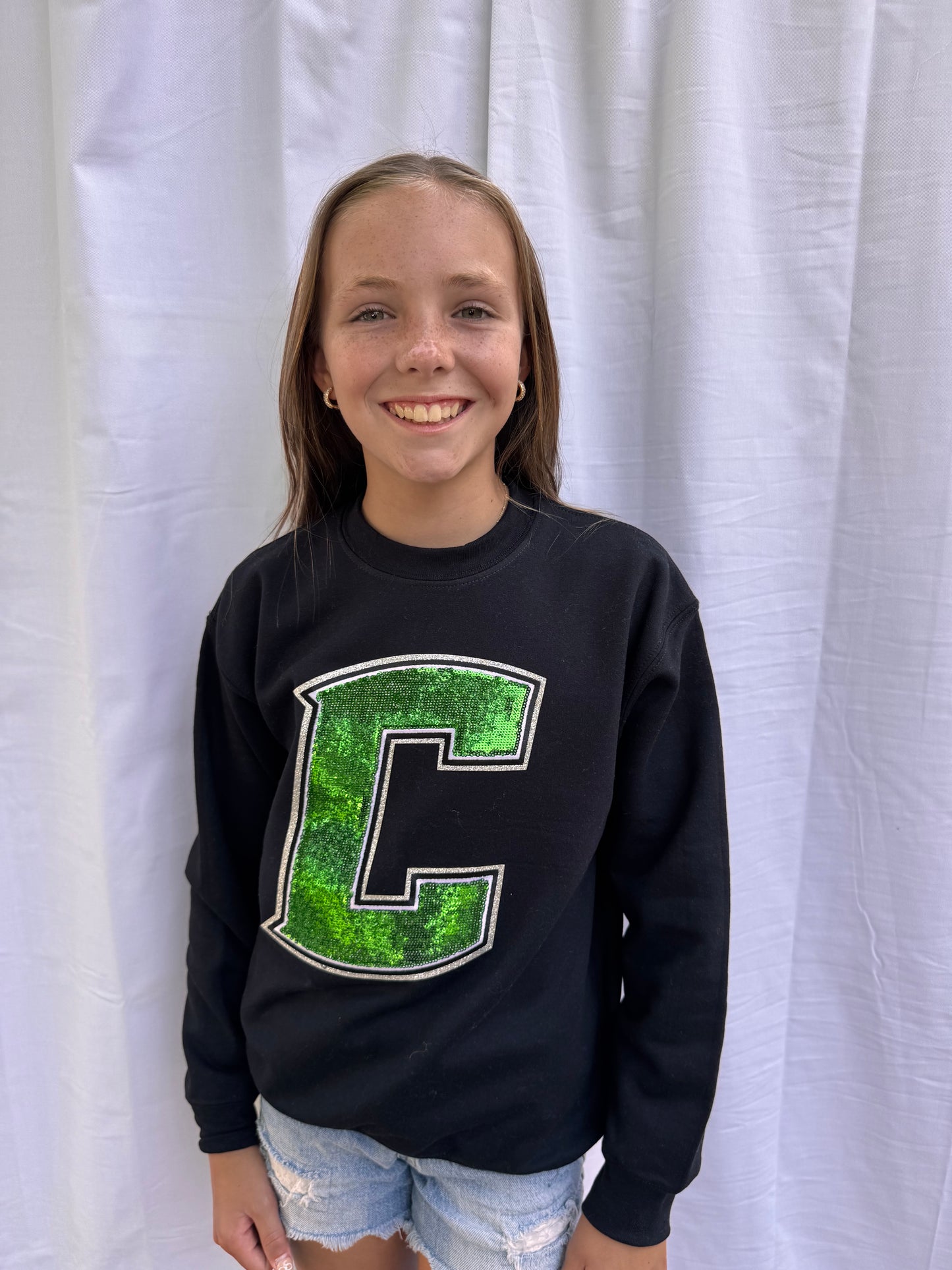Celina Bulldogs C Sequin Youth Crewneck