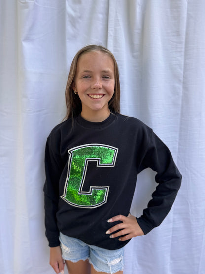 Celina Bulldogs C Sequin Youth Crewneck