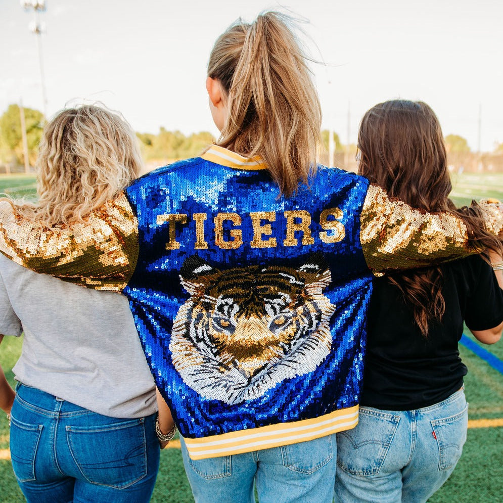 Blue and Gold Sequin Tiger Jacket