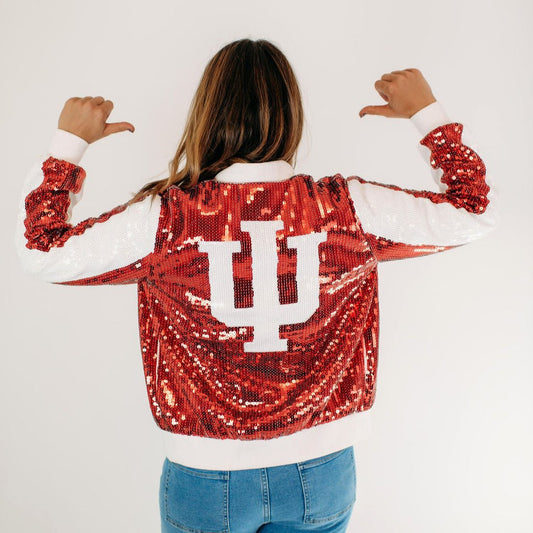 Indiana Trident Adult Sequin Bomber Jacket