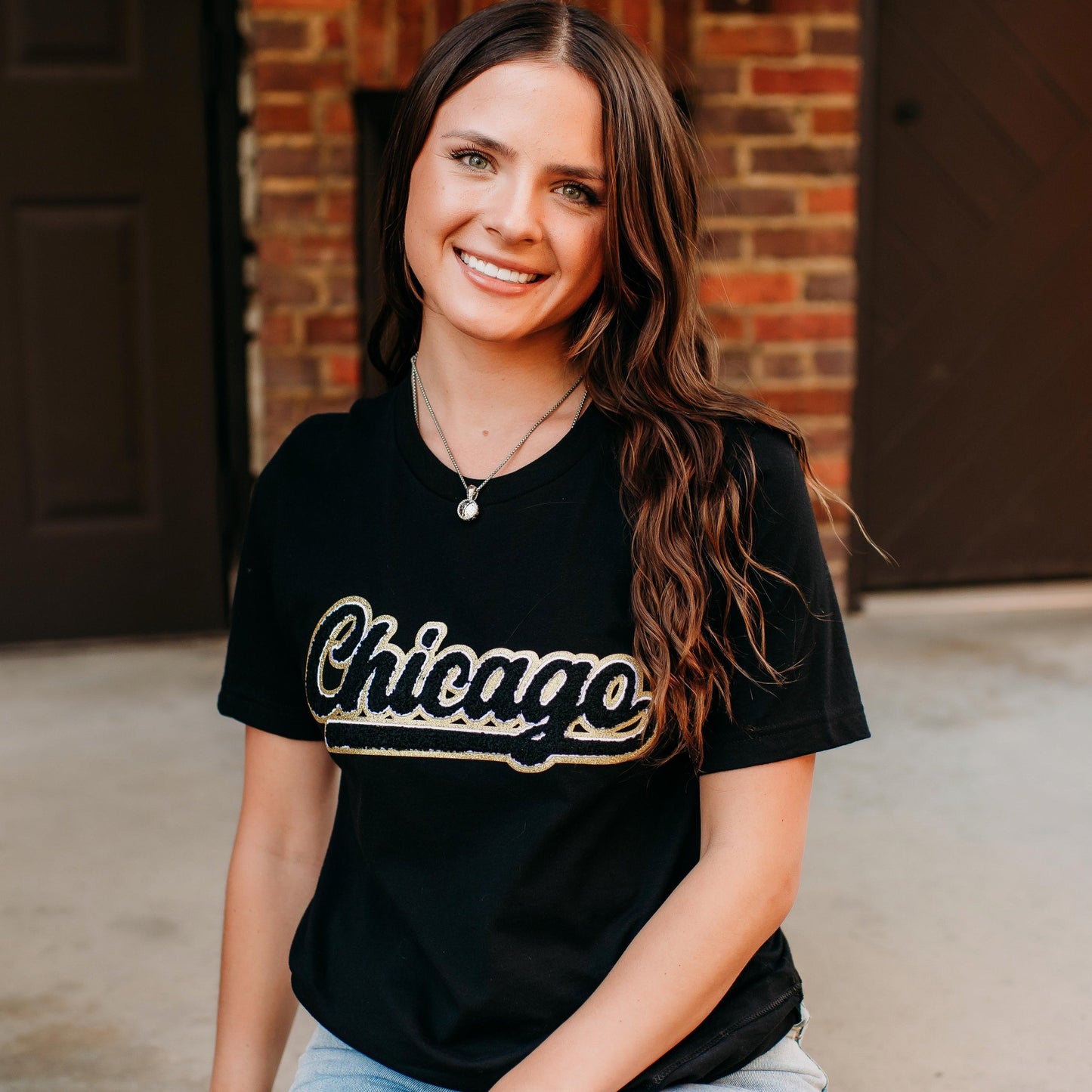 Chicago Black Chenille Tee (Youth & Adult)