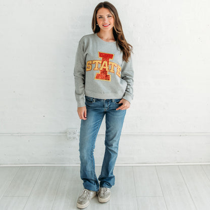 Iowa State Logo Sequin Women's Crewneck