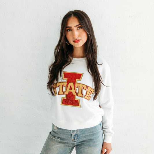 Iowa State Logo Sequin Women's Crewneck