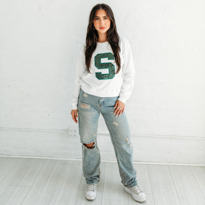 Michigan State Sequin Women's Crewneck
