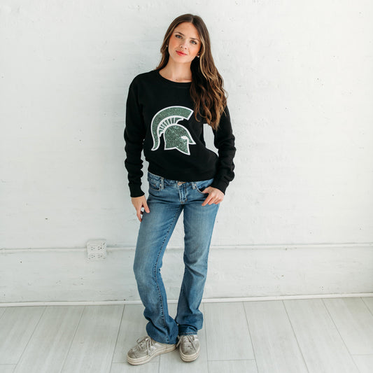 Michigan State Spartan Sequin Women's Crewneck