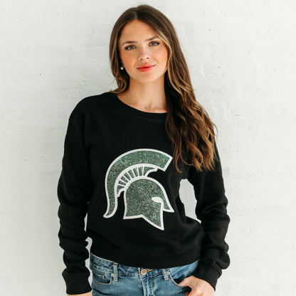 Michigan State Spartan Sequin Women's Crewneck
