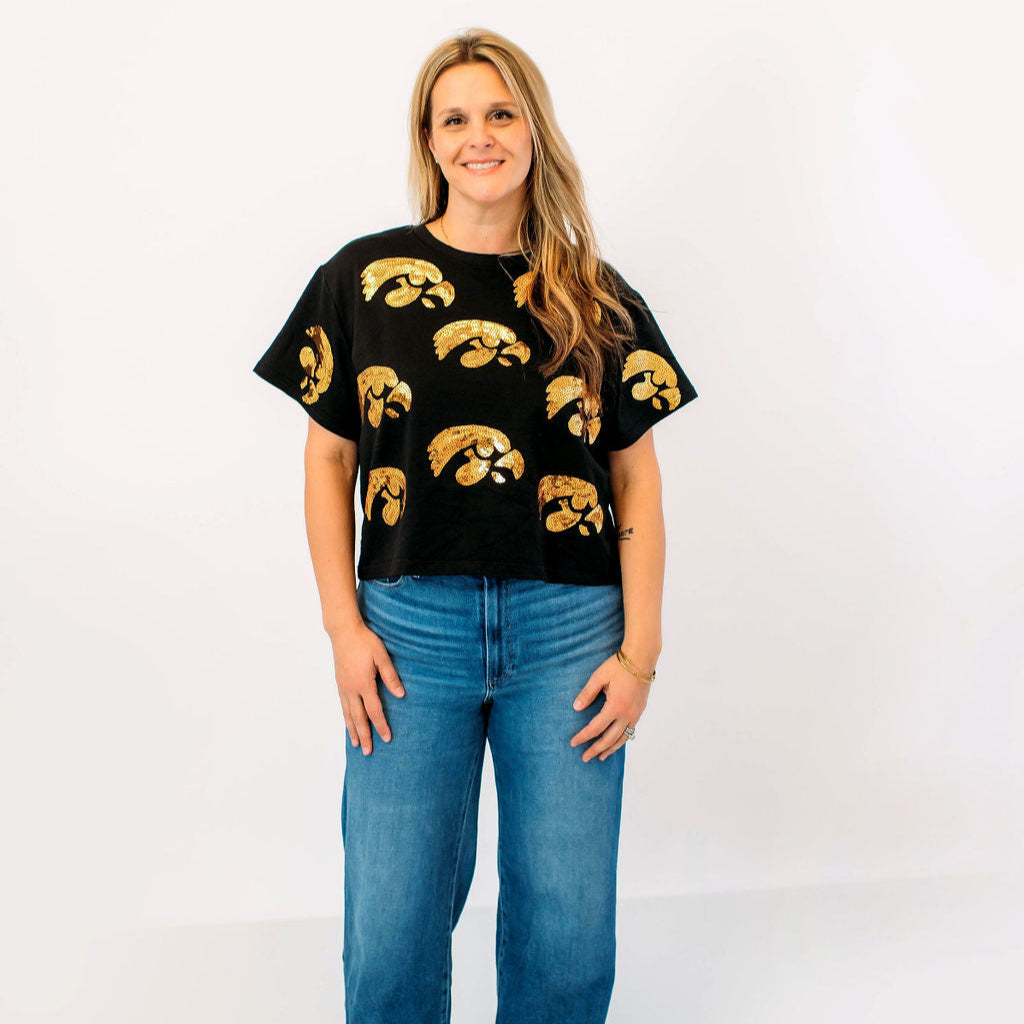 Hawkeyes Tigerhawk Sequin Tee