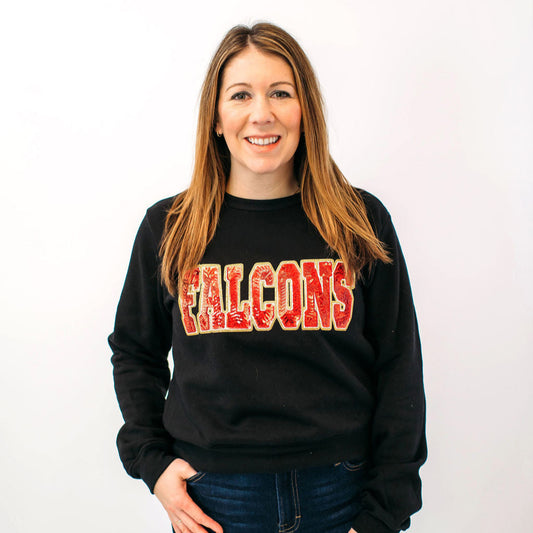 Falcons Red Sequin Women's Crewneck