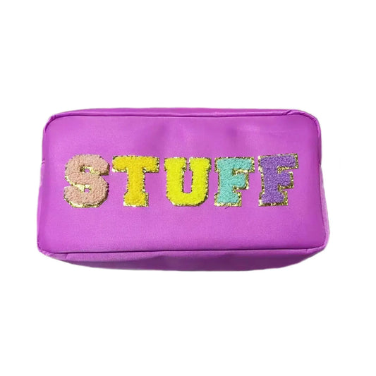 STUFF Purple Nylon Cosmetic Bag