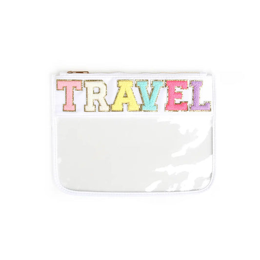 TRAVEL White Clear Zippered Pouch
